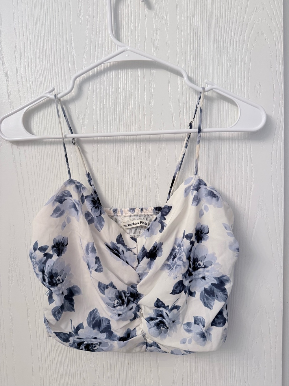 Abercrombie & Fitch White and Blue Floral Draped Cami